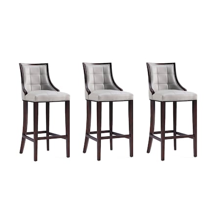 Manhattan Comfort Fifth Avenue Faux Leather Barstool in Light Grey- Set of 3 3-BS007-LG